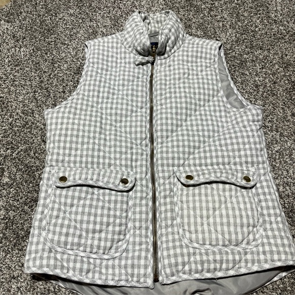 Blue Rain Grey and White Gingham Full Zip Quilted Vest Size Medium See Note - Picture 1 of 8